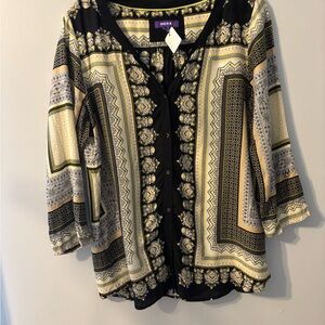 076T  Mexx Women's Elegant Black and cream Blouse